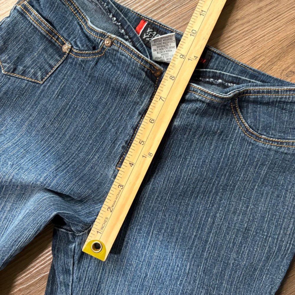 Y2K Lowrise No Pockets Blue Stretch Flare Leg Jeans Size 5 Denim - Picture 5 of 7